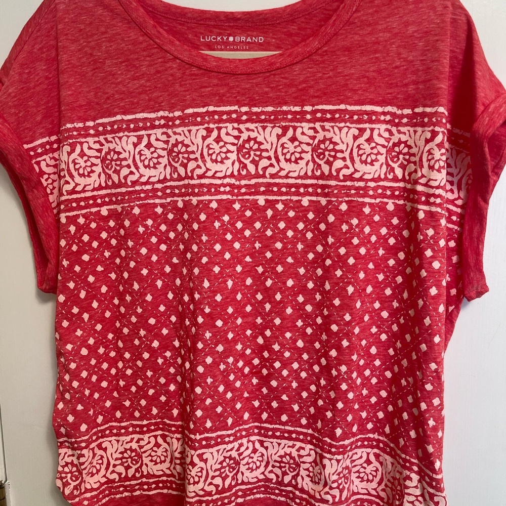 Lucky Brand Coral Shade Knit Top